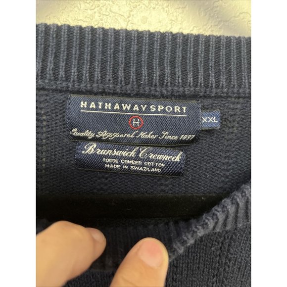 Hathaway Sport Mens Brunswick Crewneck 100%cotton Navy Blue Sweater Sz XXL - Picture 2 of 7